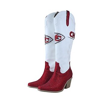Women's FABGATING by Cuce White Kansas City Chiefs Crystal Cowboy Boots