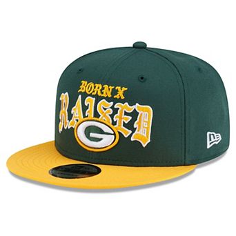 Men's New Era x Born x Raised Green/Gold Green Bay Packers 9FIFTY Snapback Hat
