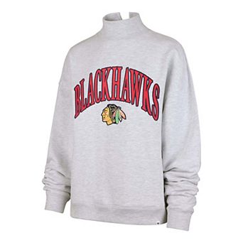 Women's '47 Gray Chicago Blackhawks Vantage Mock Neck Fleece Sweatshirt