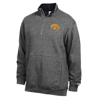 Men's Champion Charcoal Iowa Hawkeyes Fleece Quarter-Zip Pullover