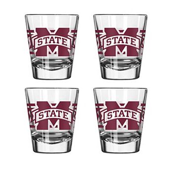 Logo Brands Mississippi State Bulldogs Four-Piece Stripe Shot Glass Set