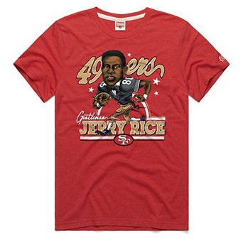 Unisex Homage Jerry Rice Scarlet San Francisco 49ers Caricature Player Graphic Tri-Blend T-Shirt