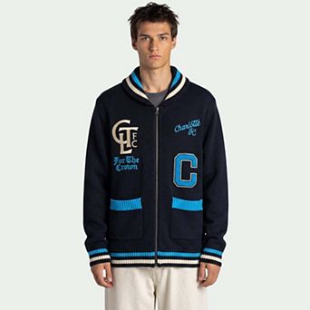 Unisex The Wild Collective Navy Charlotte FC Jacquard Full-Zip Sweater