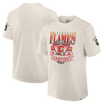 Men's Fanatics Cream Calgary Flames Decades Collection Timeless T-Shirt