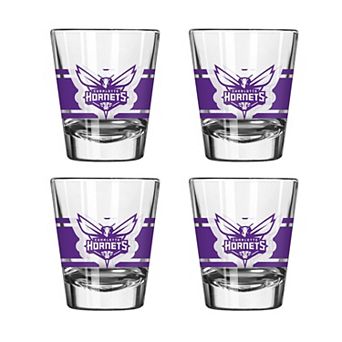 Logo Brands Charlotte Hornets Four-Piece Stripe Shot Glass Set