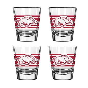Logo Brands Arkansas Razorbacks Four-Piece Stripe Shot Glass Set