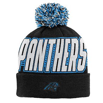 Youth Outerstuff Black Carolina Panthers Cuffed Knit Hat with Pom