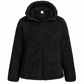 Women's Full Zip Hooded Fleece Jacket Lightweight Warm Soft Coat With Pockets