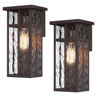 2-Pack 11.25 in Outdoor Wall Lanterns with Clear Water Glass