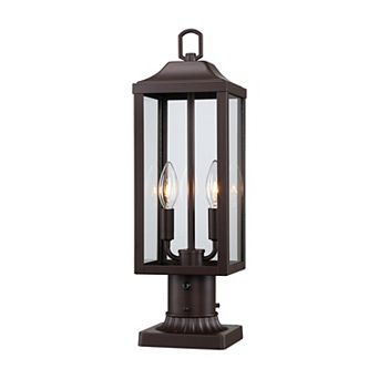 20 in 2-Light Dusk-to-Dawn Outdoor Post Light with Clear Glass