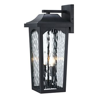 17.87 in Black Weather-Resistant Outdoor Wall Lantern with Water Glass