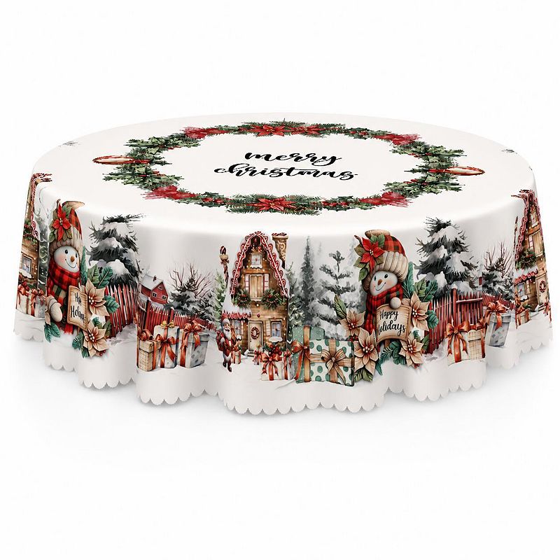 Christmas Machine Washable Tablecloth Table Cloths Festive Holiday ...