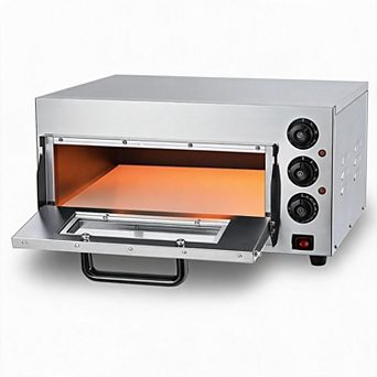 16 Inch Commercial Stainless Steel Electric Pizza Oven with Dual Heating, Pizza Stone, Light 1600W