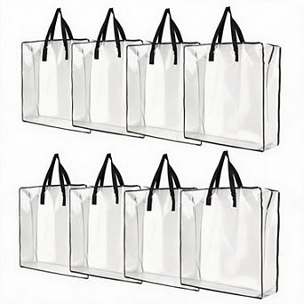 8-Pack 25 Gal Clear Storage Bags Heavy Duty Zipper for Clothes, Wreaths, Bedding, Camping & Moving