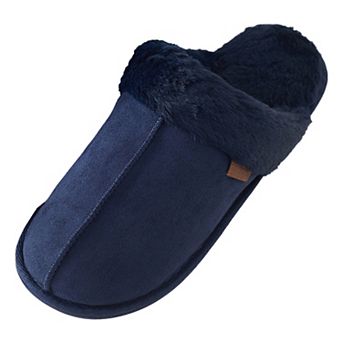 Roxoni Men's Plush Faux Suede Clog Slippers with Warm Faux Fur Lining