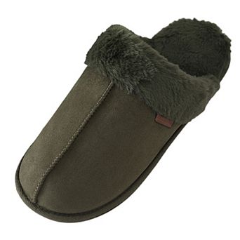 Roxoni Men's Plush Faux Suede Clog Slippers with Warm Faux Fur Lining