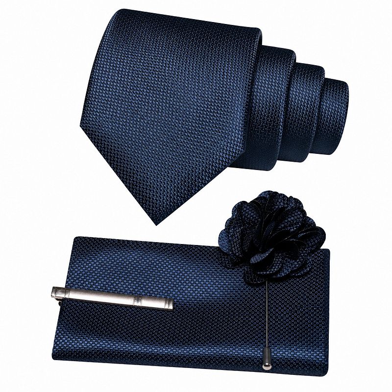 4pcs Men Tie Lapel Pin Pocket Square Tie Clip Set Classic Stylish ...