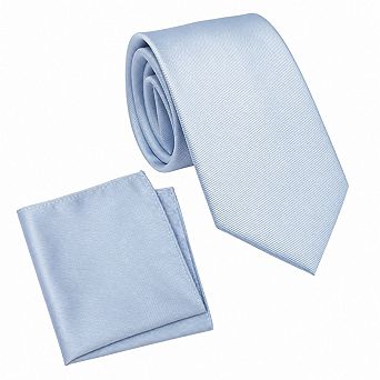 Men Solid Color Regular Tie And Pocket Square Set Classic Formal Wear