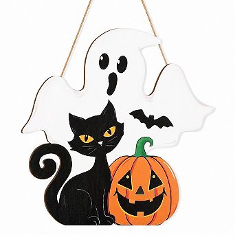 Wooden Ghost Door Wreaths Halloween Farmhouse Home Decor