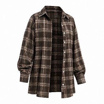 Womens Oversized Plaid Flannel Button Down Long Sleeve Shirt