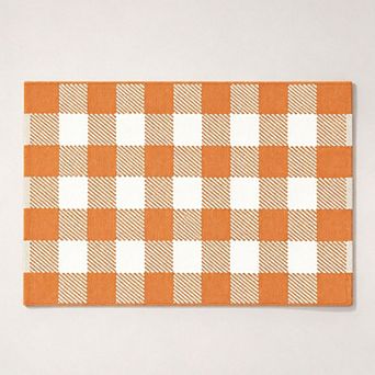 Fall Door Mat Buffalo Plaid Rug, Washable Layering Rug for Front Door, Entryway,Farmhouse Decor