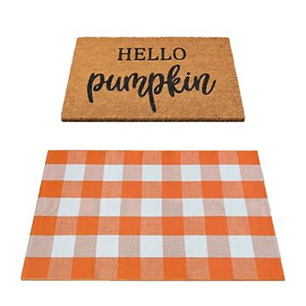 Fall Decor Door Mat Combo Set, Thanksgiving Front Porch Entryway Floor Doormat, Indoor Outdoors