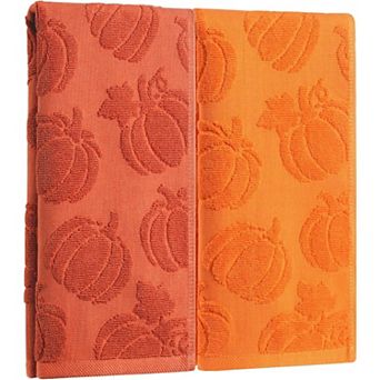 2 Pack Pumpkin Fall Hand Towels for Bathroom,Cotton,for Autumn Thanksgiving Home Bathroom Kitchen