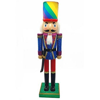 Wooden Rainbow Soldier Nutcracker Wizardi F07M6-10 green stand