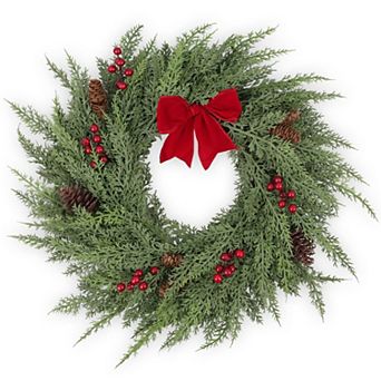 Real Touch Artificial Christmas Wreath For Front Door Farmhouse Holiday Decor