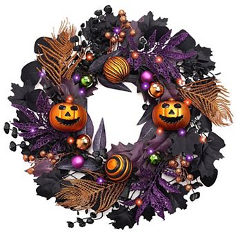 18 Inch Pumpkin Wreath For Front Door Decor