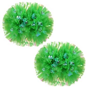 2 pc 14.17"(L) Cheerleading Pom Poms, Cheerleader Pompoms Colorful Green