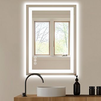 24" x 32" Anti-Fog LED Bathroom Mirror - Dual Light Source & Three Lighting Modes