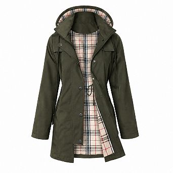 Women's Water Resistant Polyester Hooded Rain Jacket Windbreaker