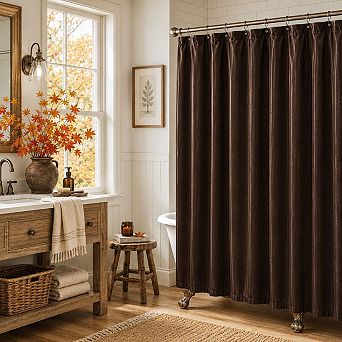 Kate Aurora Autumn Brown Lightweight Fabric Shower Curtain
