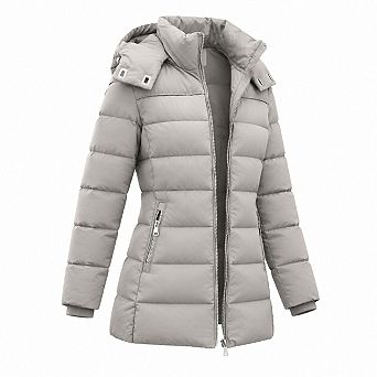 Womens Packable Detachable Hood Puffer Jacket Warm Lightweight Winter Coat