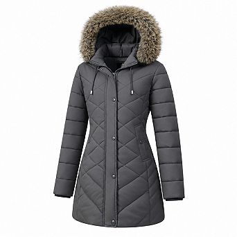 Women's Long Warm Winter Coat Thickened Fleece Lined Waterproof Down Jacket
