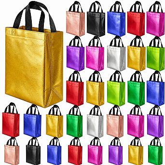 100 Pack Reusable Non Woven Gift Bags With Handles 10 Colors