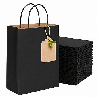 100 Pack Recycled Paper Gift Bags With Handles Bulk For Party Favor Retail Merchandise