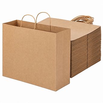 60 Pack Large Brown Paper Gift Bags With Handles Reusable Multi Purpose Shopping Party Bags