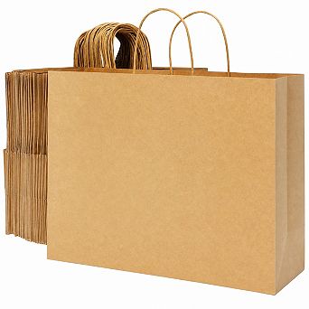 50 Pack Large Brown Heavy Duty Paper Bags With Handles Bulk Shopping Retail Party Favors