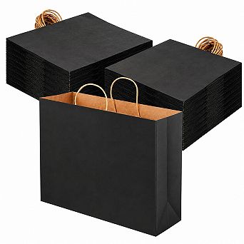 110 Pack Black Paper Gift Bags With Handles Bulk Multi Purpose Reusable