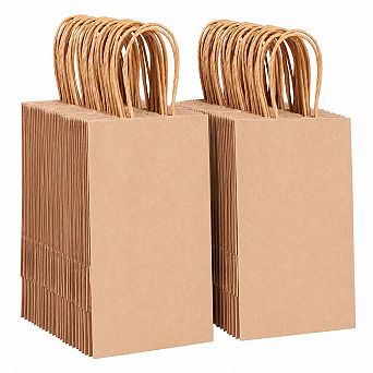 150 Bulk Brown Paper Gift Bags with Handles for Shopping Birthday Wedding Merchandise Party
