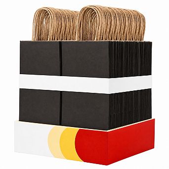 100 Pack Small Black Bags with Handles for Shopping