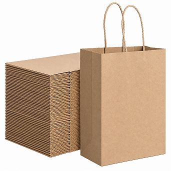 Small Brown Paper Bags With Handles Bulk 100 Pack Recycled Kraft Gift Craft Shopping Bags