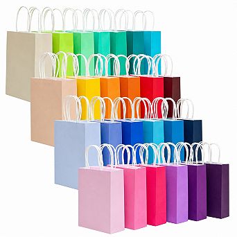 100 Paper Gift Bags With Handles Solid Colors Party Favor Treat Bags