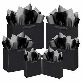 Black Gift Bags With Tissue Paper Assorted Sizes Reusable Recyclable