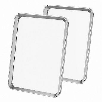 2 pc Stainless Steel Baking Sheet Set Commercial Grade Easy Clean Dishwasher Safe