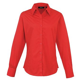 Premier Womens/Ladies Poplin Long-Sleeved Blouse