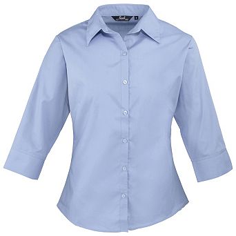 Premier Womens/Ladies Poplin 3/4 Sleeve Blouse