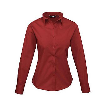 Premier Womens/Ladies Poplin Long-Sleeved Blouse